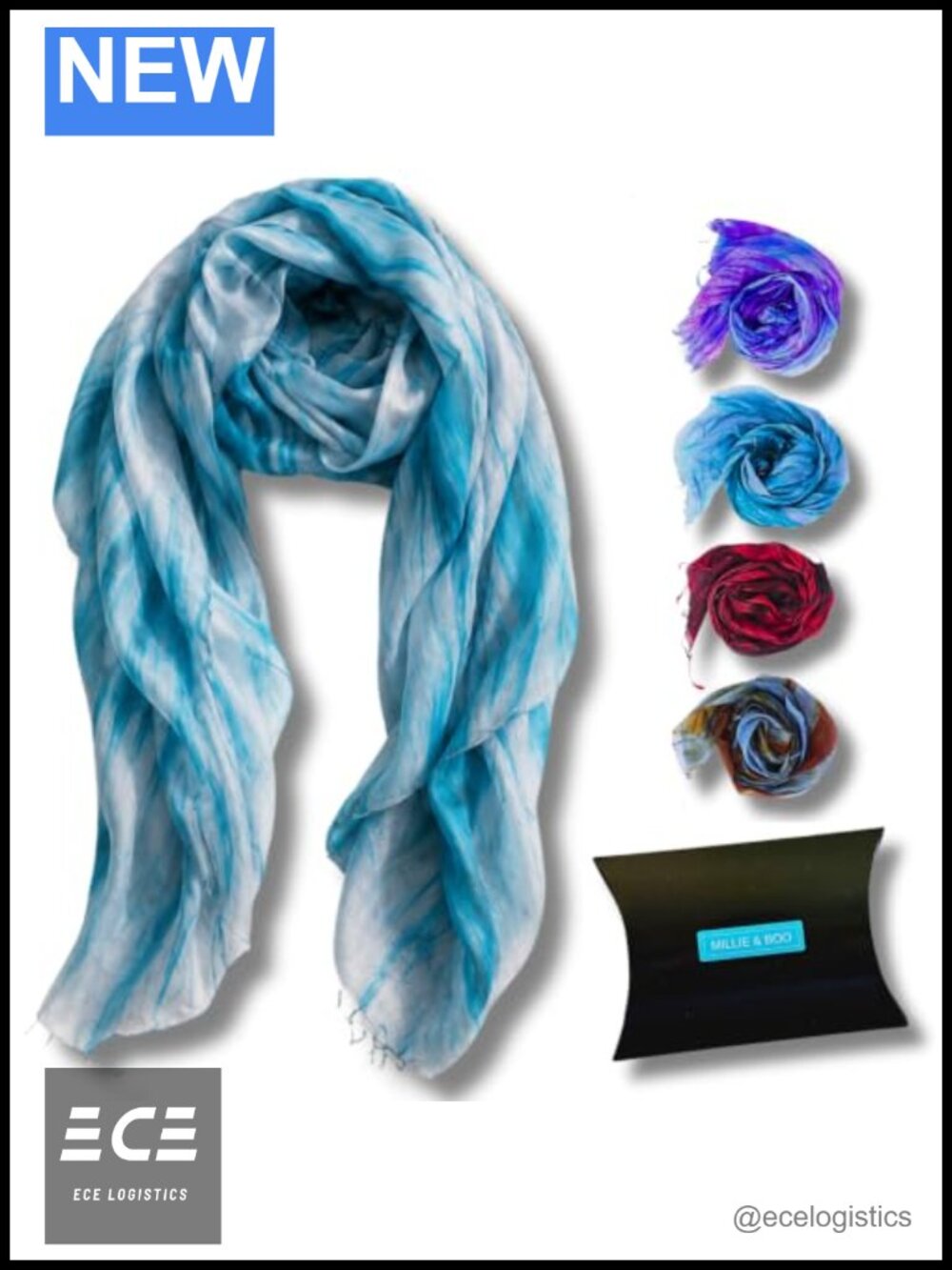 100% Pure Silk Scarf Hand Painted Lightweight 67x29 Inch Shawl Wrap
